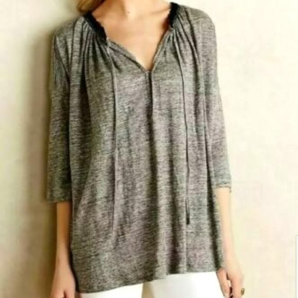 Undiscovered Eye Nelo Linen Knit Peasant Top - Picture 1 of 3